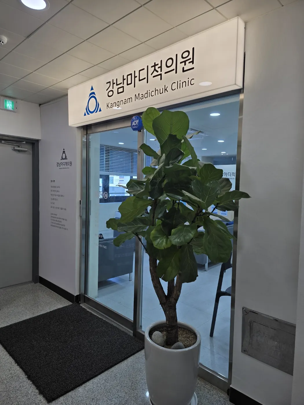 강남마디척의원 의원 입구 — 4층 엘리베이터에서 내리면 바로 보이는 의원 입구