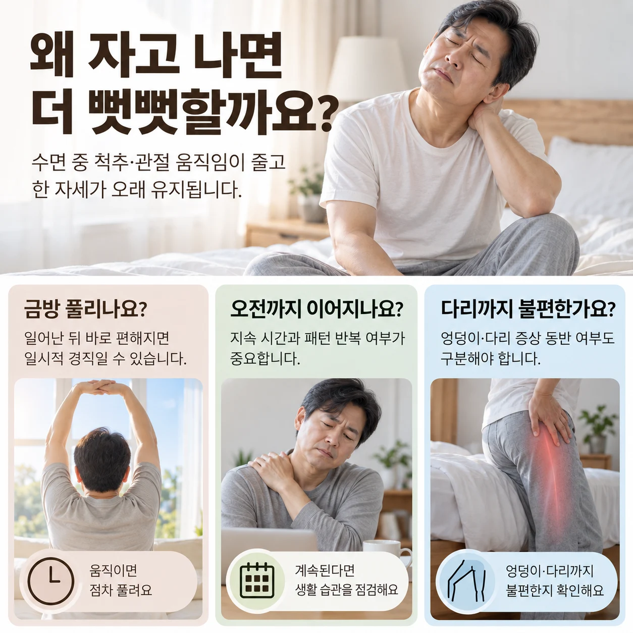 일어난 뒤 뻣뻣함의 지속 시간 구분