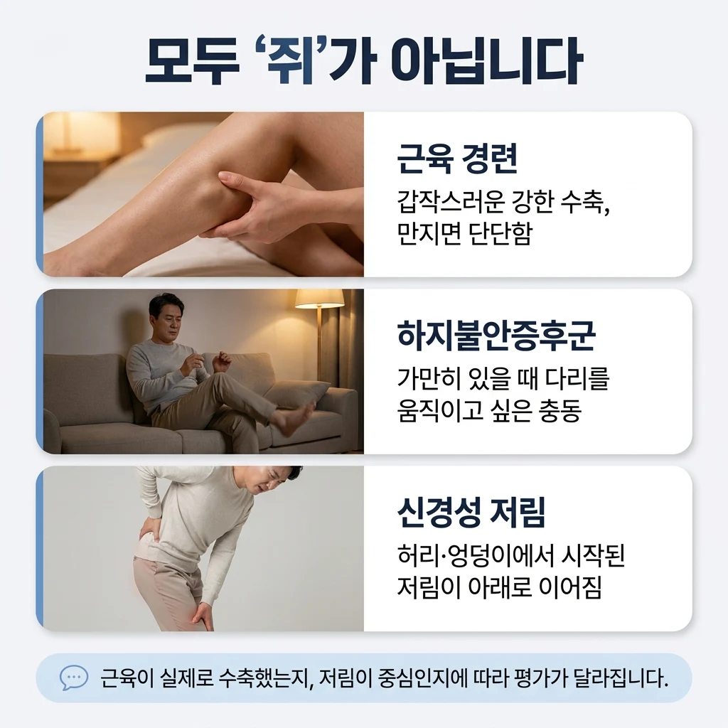 근육 경련과 하지불안·신경성 저림의 차이