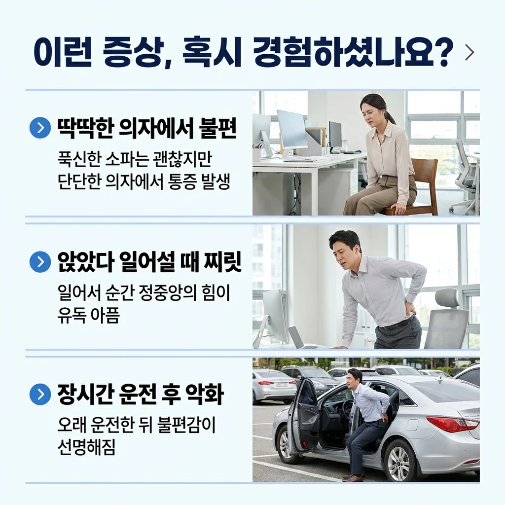 딱딱한 의자와 장시간 운전에서 반복되는 통증