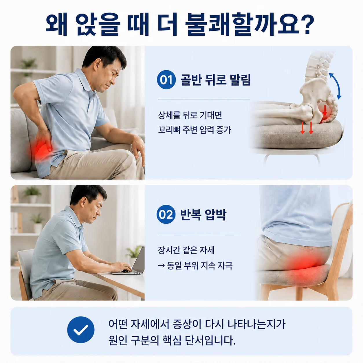 앉는 자세와 반복적인 압박