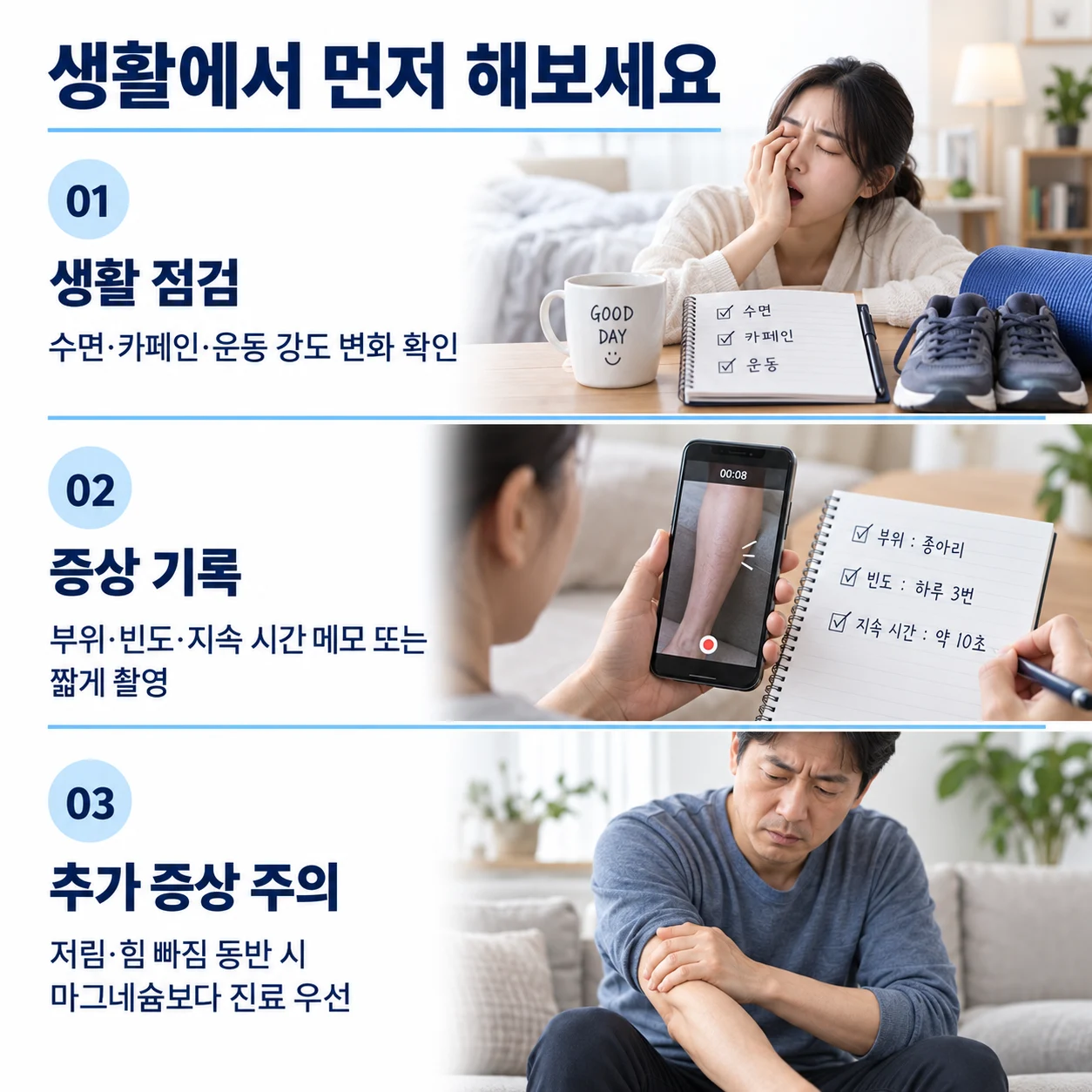수면과 카페인 점검 및 증상 기록